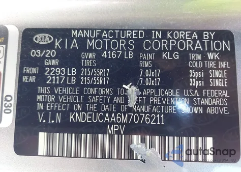 2021 Kia Seltos S z USA, uszkodzony, nr VIN KNDEUCAA6M7076211